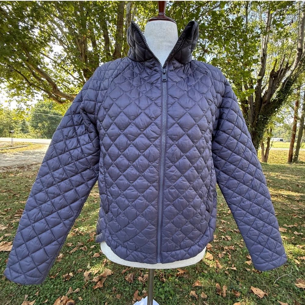 Athleta Whisper Featherless Quilted Puffer Jacket Purple Slate M Warm Athleisure